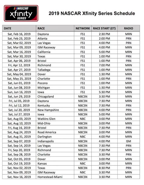 Nascar Truck Schedule 2019 Printable - Printable Word Searches