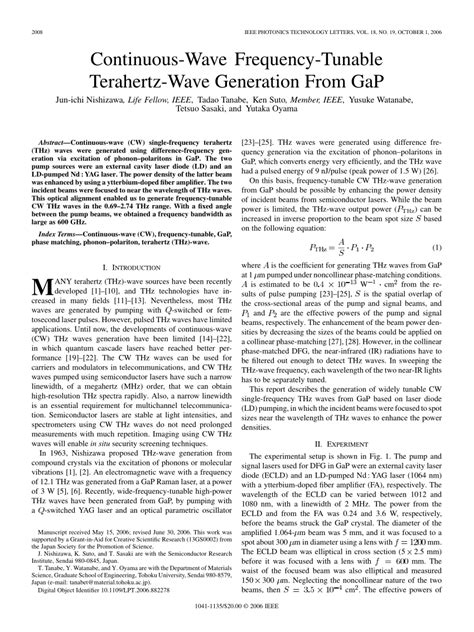 PDF Continuous Wave Frequency Tunable Terahertz Wave Generation From GaP