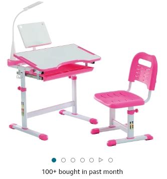 Kids Functional Desk and Chair Set, Ergonomic Height Adjustable ...