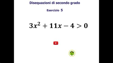 Disequazioni Di Secondo Grado Esercizio Youtube