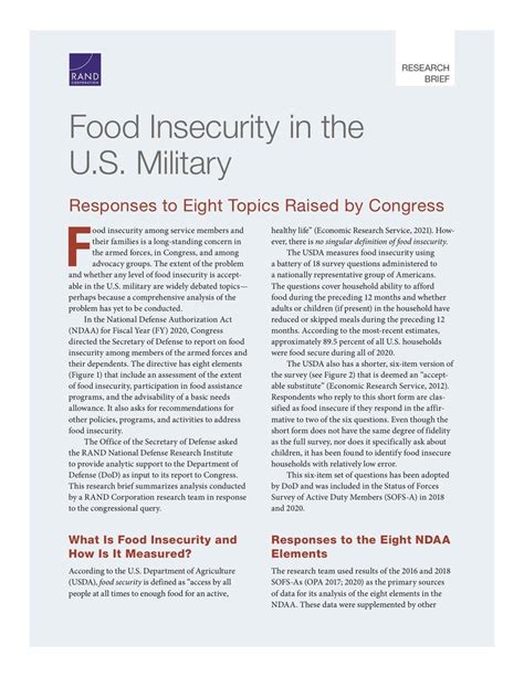 Food Insecurity In The Us Military Responses To Eight Topics Raised