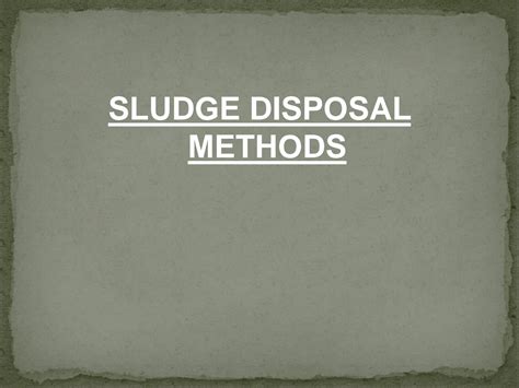 SOLUTION: Sludge disposal methods - Studypool