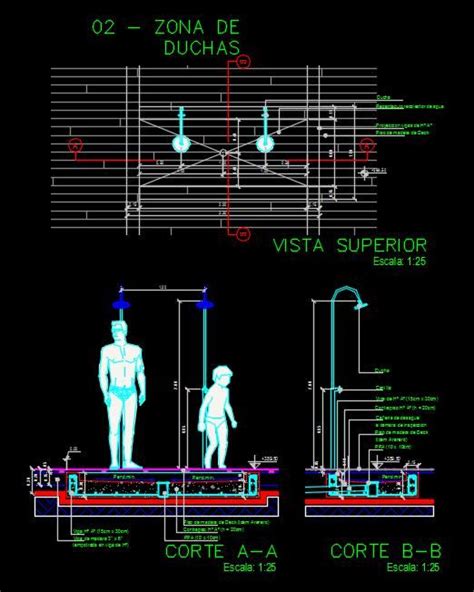 Detalle De Duchas En Autocad Descargar Cad 198 Mb Bibliocad