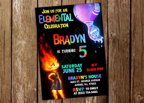 Elemental Invitation Elemental Birthday Elemental Invite Etsy