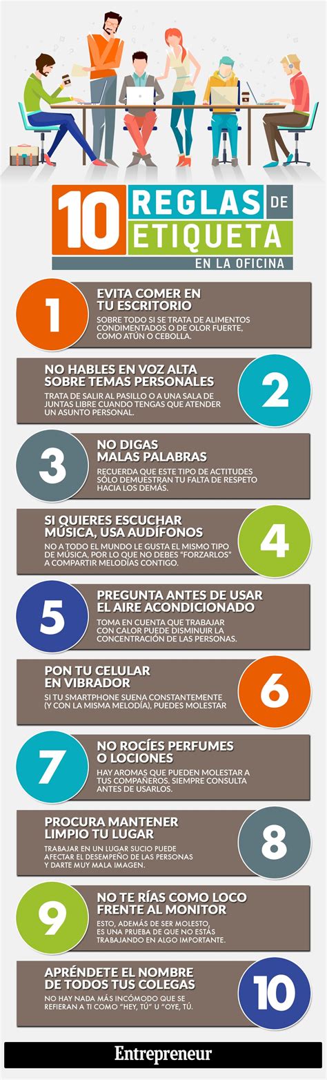 Infografía 10 reglas de etiqueta para la oficina