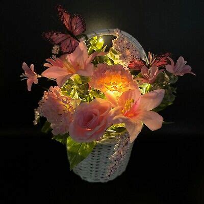 Deko Korb Mit K Nstlichen Blumen Led Lichterkette Timer Ostern