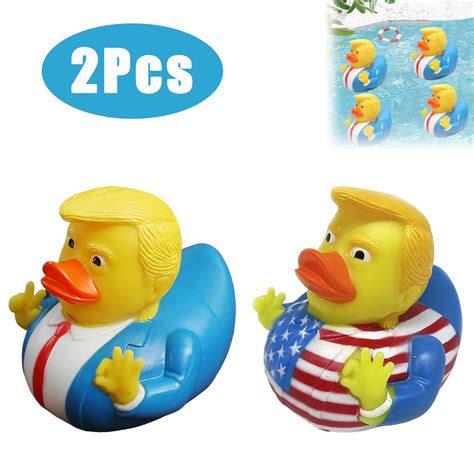 2Pcs Small Rubber Ducks in Bulk, Ducky Bath Toys, Funny Trump Rubber ...