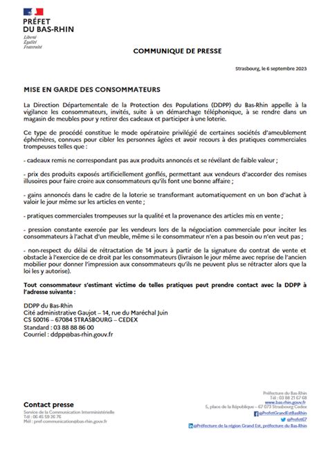 MISE EN GARDE DES CONSOMMATEURS Mairie de Saulxures Vallée de la Bruche