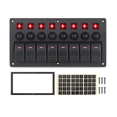 Vert Panneau De Commutation Étanche Pour Bateau 8 Gangs Led 12v 24v