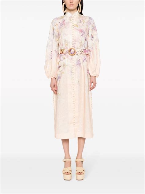 ZIMMERMANN Lyrical Floral Print Belted Dress Farfetch