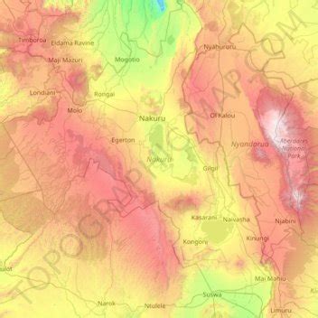 Nakuru topographic map, elevation, relief