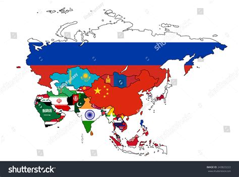 Flag Map Of Asia