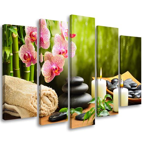 Leinwandbild 5 Teilig Zen Spa Steine Blumen Wall Art De