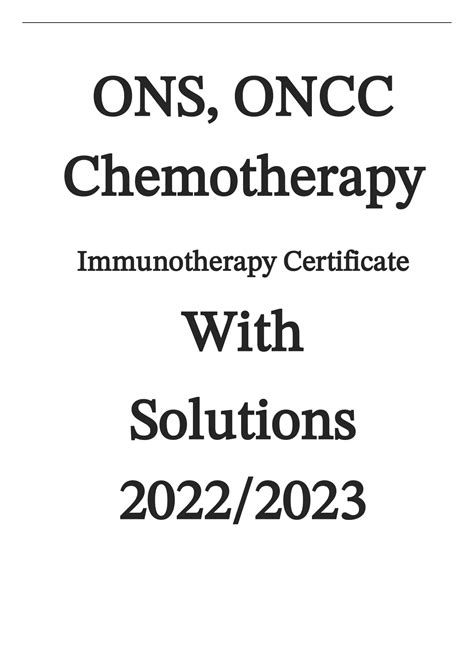 ONS ONCC Chemotherapy Immunotherapy Certificate With Solutions 2022