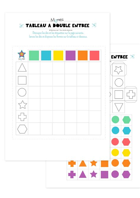 Jeu tableau à doubles entrées Preschool activities toddler Math