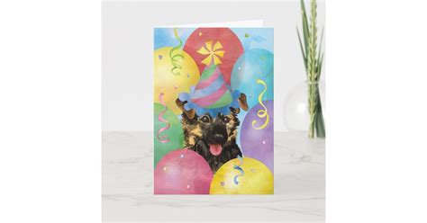 Birthday Balloons German Shepherd Card | Zazzle