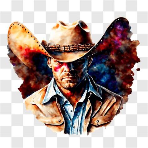 Download Cowboy with Paint on His Face PNG Online - Creative Fabrica