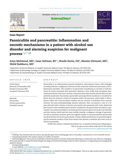 Pdf Panniculitis And Pancreatitis Inflammation And Necrotic