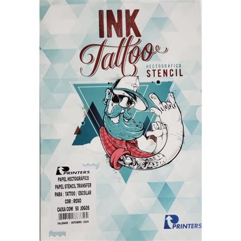 Papel Hectogr Fico Tattoo Cor Roxo Folhas Ink Tatoo Em Promo O