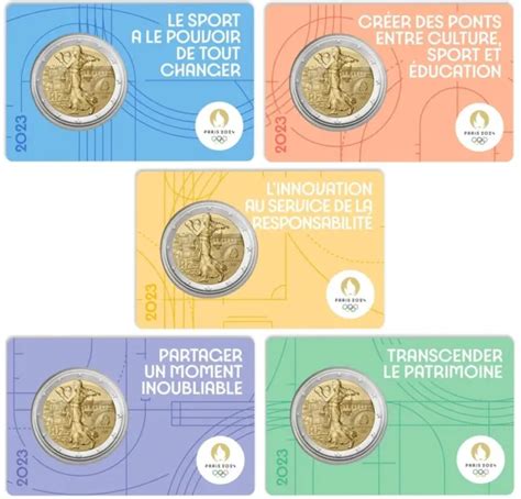 5 X 2 Euro Frankreich Olympische Spiele 2024 In Paris Coin Card Set EUR