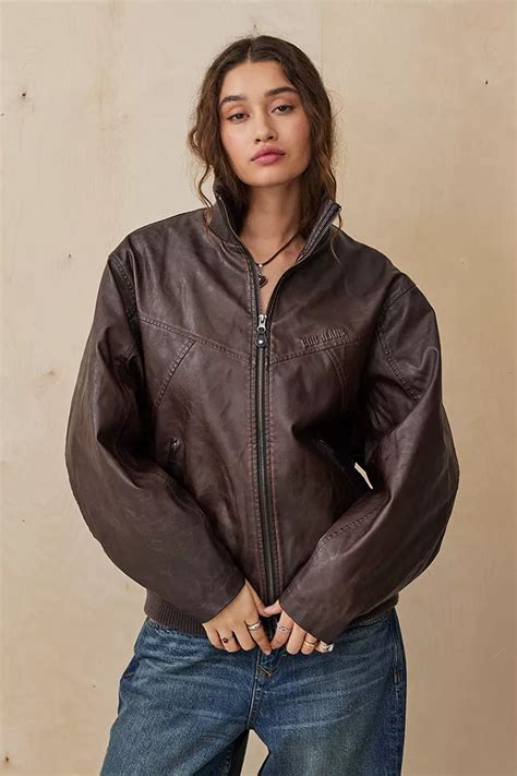 Bdg Frances Faux Leather Bomber Jacket Urban Outfitters Uk