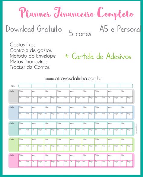 Planner Financeiro Gratuito Personal E A5 Planner Financeiro