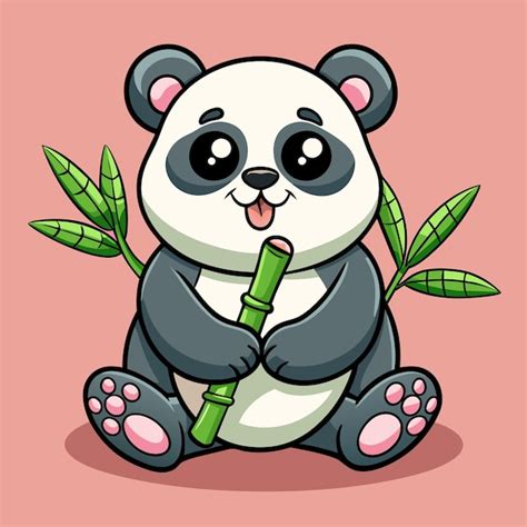 Premium Vector Cute Panda Eating Bamboo Cartoon Vector Image