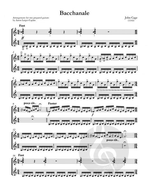 Bacchanale By John Cage Guitar Sheet Music