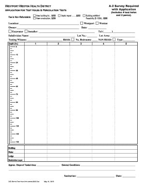 Fillable Online Application For Test Holes And Percolation Tests