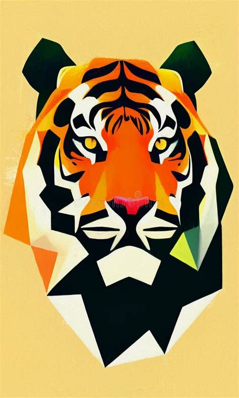 Low Poly Tiger Digital Art Stock Illustration Illustration Of