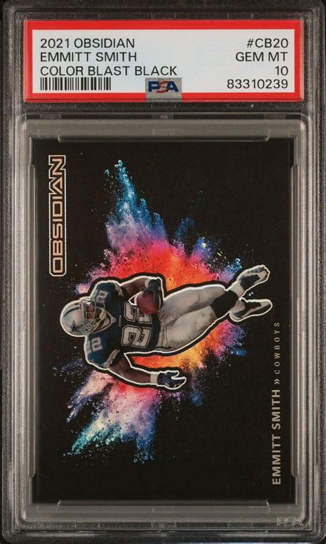 Emmitt Smith 2021 Obsidian CB 20 Black Color Blast SSP PSA 10 Price