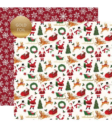 Merry Bright Gold Foiled Double Sided Cardstock 12X12 Merry