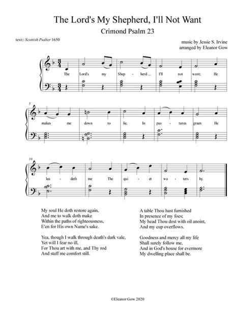 Psalm 23 Crimond Eleanor Gow Scottish And Other Songs Easy Arrangements Free Sheet Music