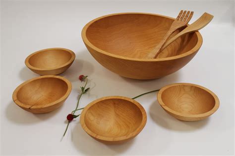 17 inch Maple Wood Salad Bowl Set wood salad bowl set