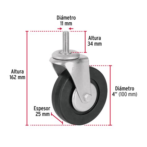 Rodaja Hule 4 Con Espiga Roscada Carga 50 Kg Fiero Rodajas De Hule