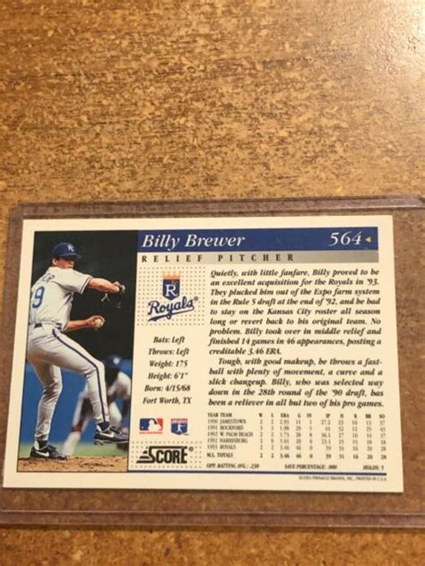 1994 Score Baseball 564 Billy Brewer Rc Ebay