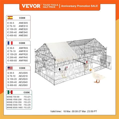 Vevor Poulailler X X Cm Voli Re Enclos Ext Rieur Avec B Che