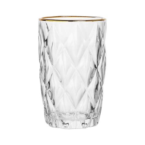 Conjunto 6 Copos Fio De Ouro Diamond 350ml EdCasa Decor