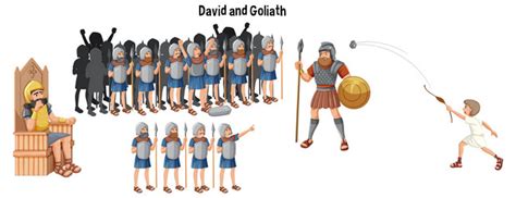 David and goliath cartoon of bible story Vector Image