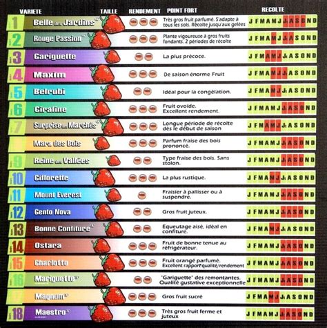 tableau des variétés de fraisiers Hortisologne