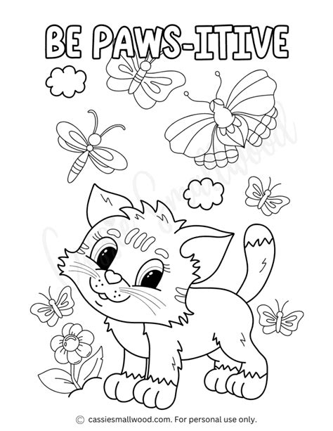 Cute Kitten Coloring Page Cassie Smallwood