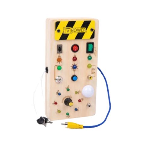 Joc Educational Montessori Din Lemn Tablou Electric Cu Comutatoare Si