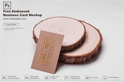 Free Embossed Business Card Mockup In Psd Ai Eps