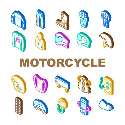 Accesorios Para Motocicletas Iconos De Motociclista Equipo Vectorial