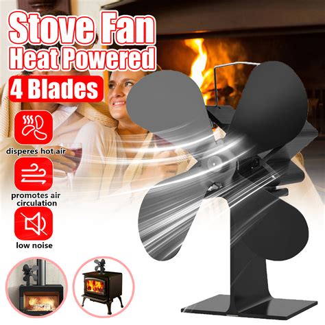 New 4 Blades Heat Powered Wood Stove Fan 203CFM Eco Fan For Wood Stoves