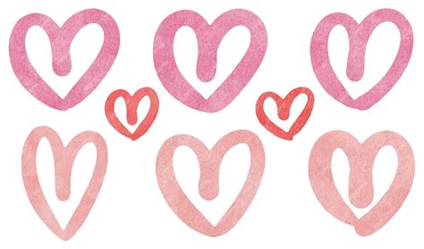 Premium Vector Set Of Cute Watercolor Doodle Pink And Red Hearts