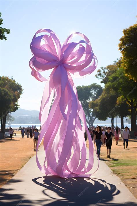 Premium Ai Image A Giant Pink Ribbon Stands As A Monument To Breast