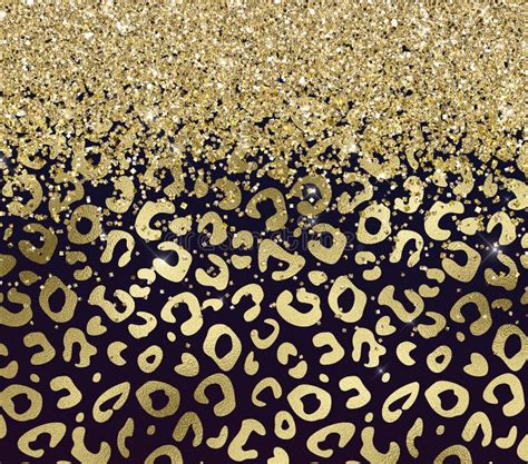 Golden Glitter Leopard Print Background Stock Illustration