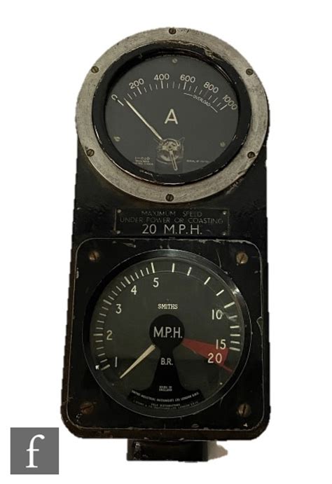 A Smiths Black Painted British Rail Speedometer With Two Dials And