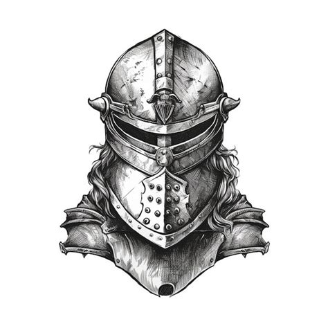 Premium AI Image | a black and white drawing of a knight's helmet.